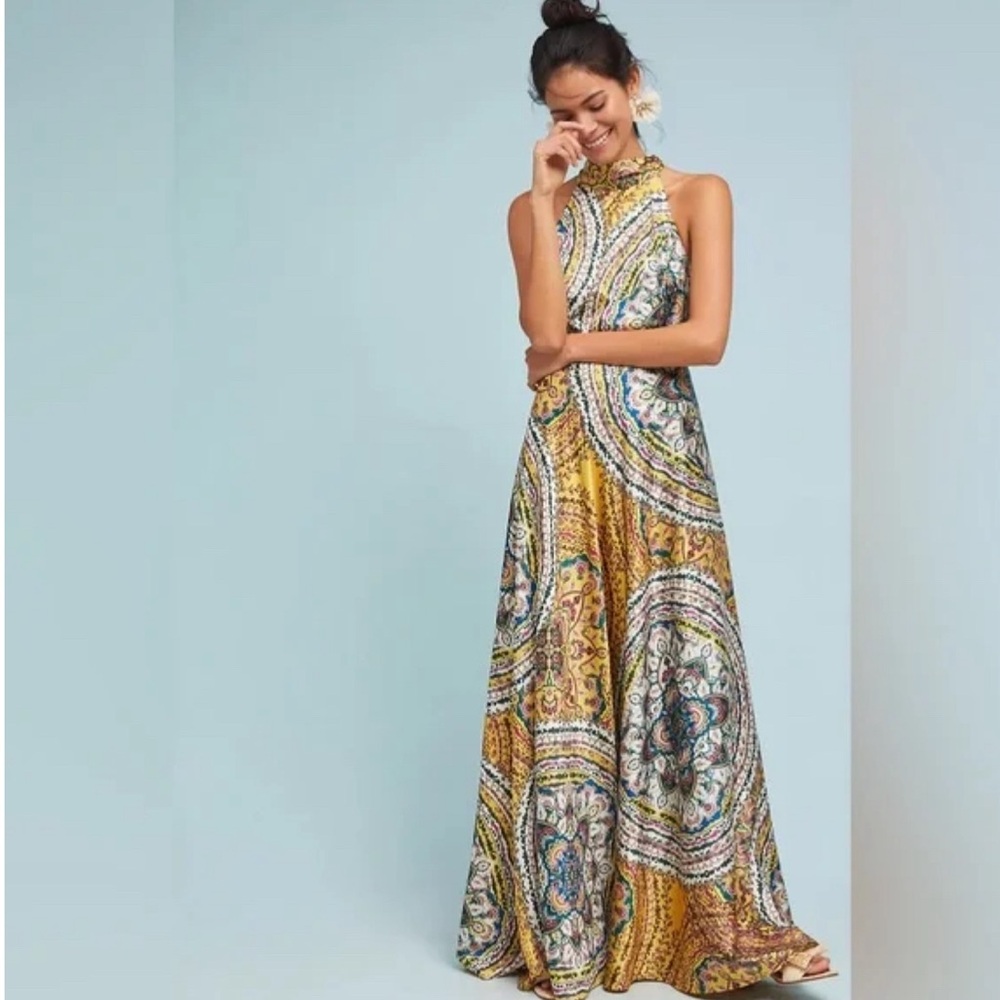 Anthropologie Long Yellow Dress